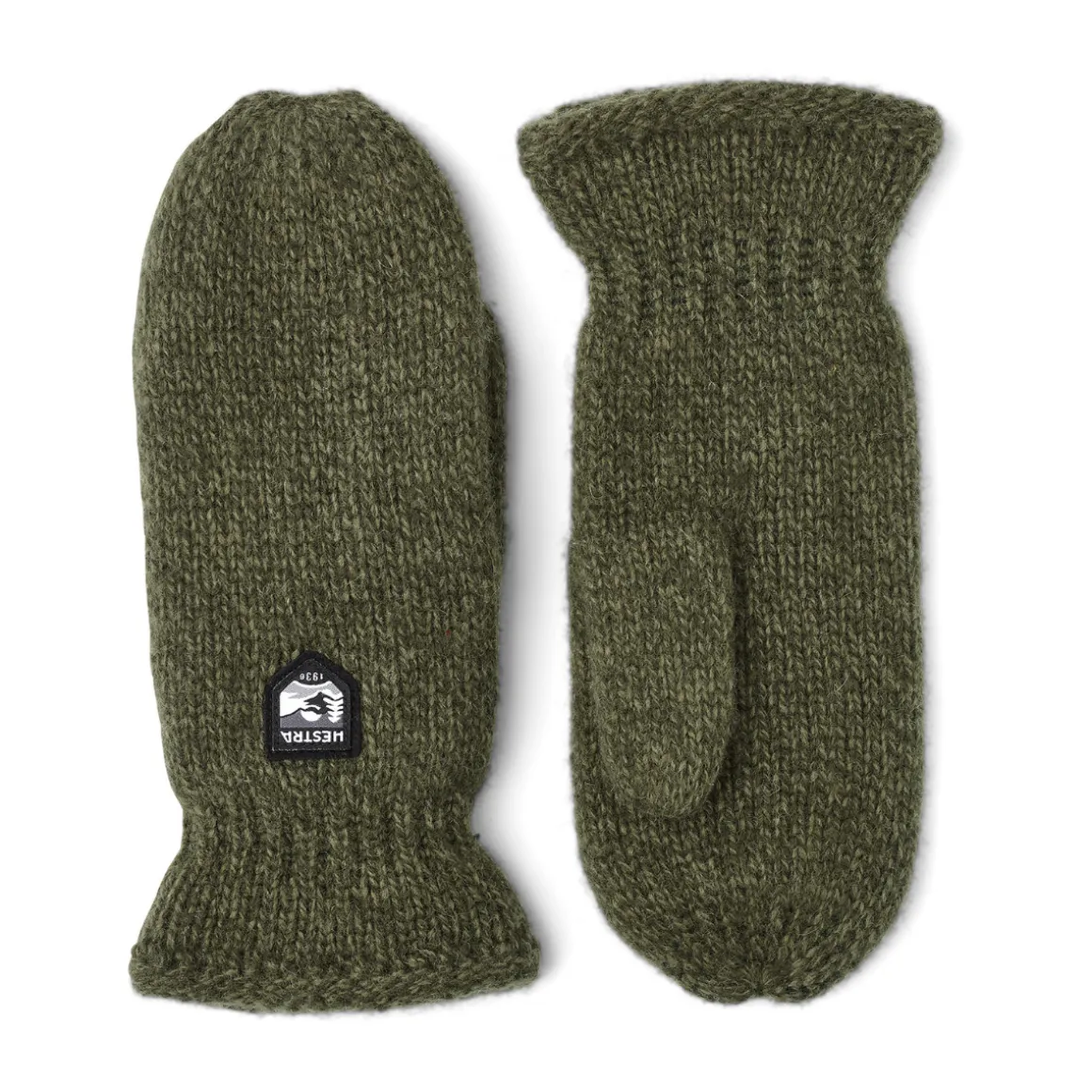Hestra Basic Wool Mitt strikvante (Olive)