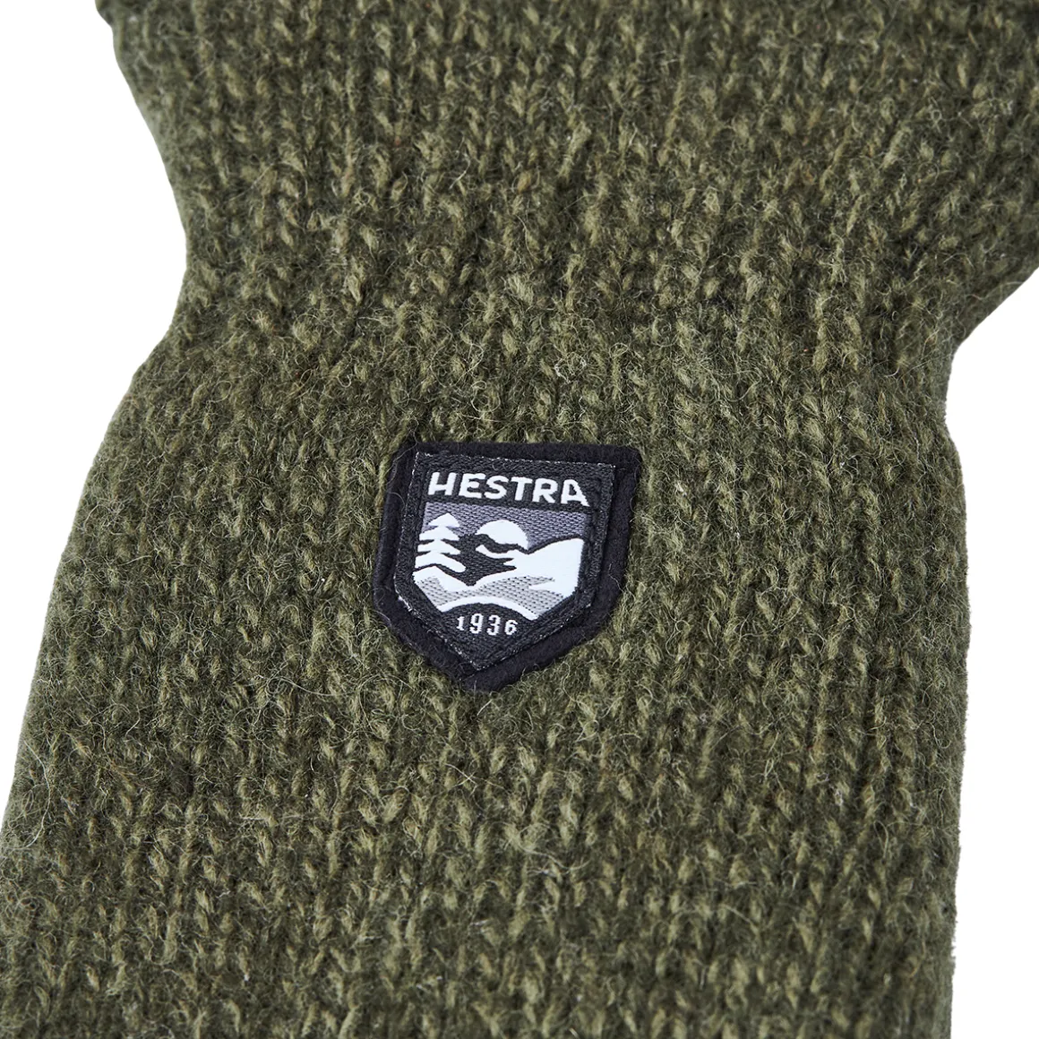 Hestra Basic Wool Mitt strikvante (Olive)