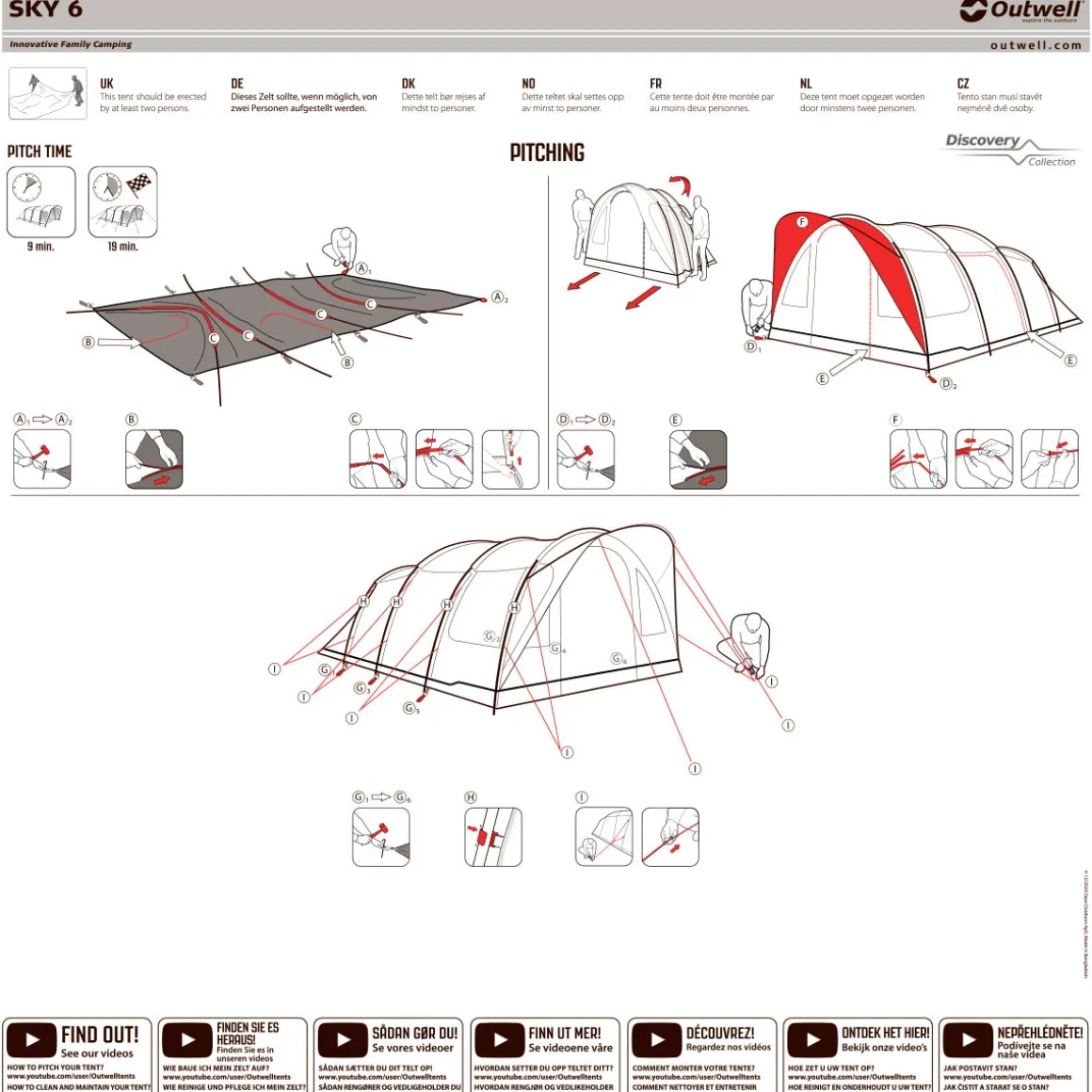 Outwell Sky 6 campingtelt, 6 personer (Blue)