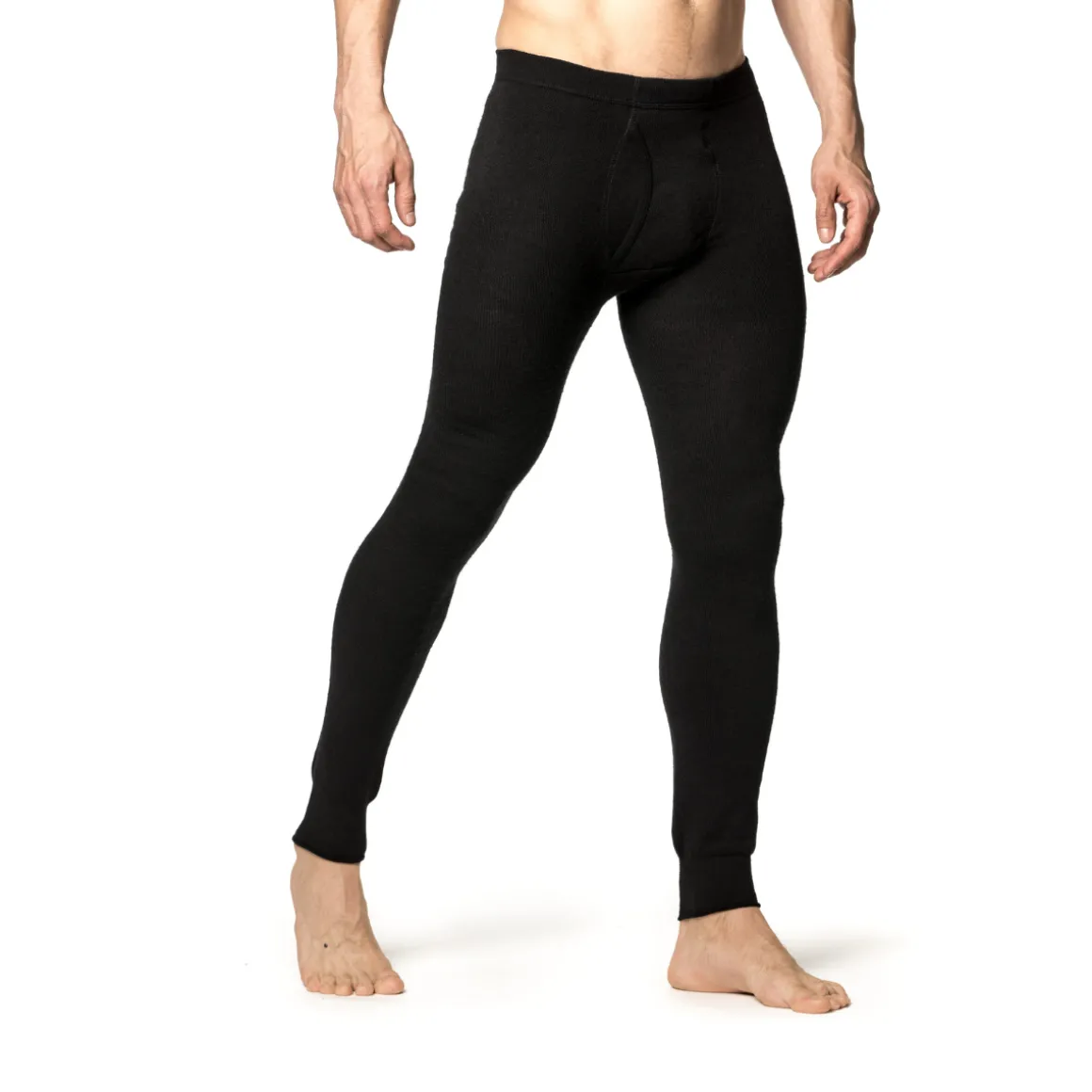 Woolpower Long Johns w/Fly 200 uldunderbukser, herre (Black)
